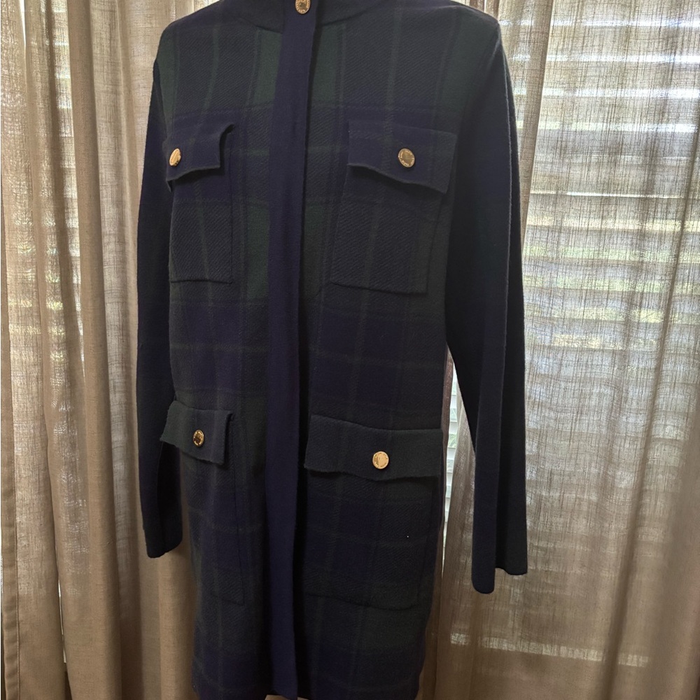 Anne Klein Navy and Green Trench Coat
